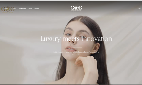 GOB website: a portrait-led Luxury meets Innovation landing screen with restrained serif typography.