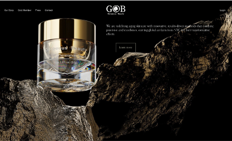 Gorgeous Beauty skincare framed by black rock.