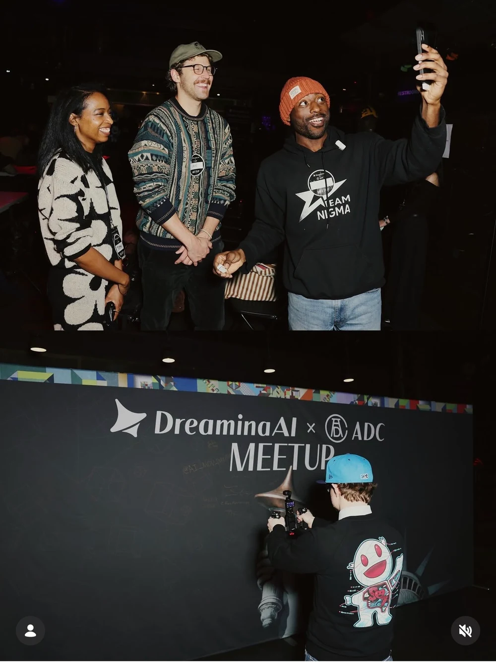 DreaminaAI × ADC meetup identity and lettering on the event backdrop.